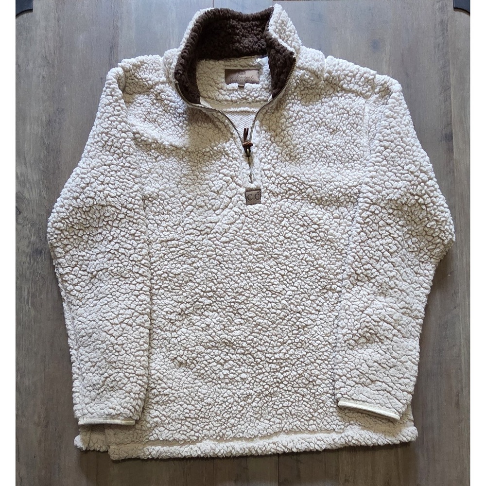 Girlie Girl Originals CC Sherpa 1/4 Zip Soft  Off White Cream Pullover Womens S